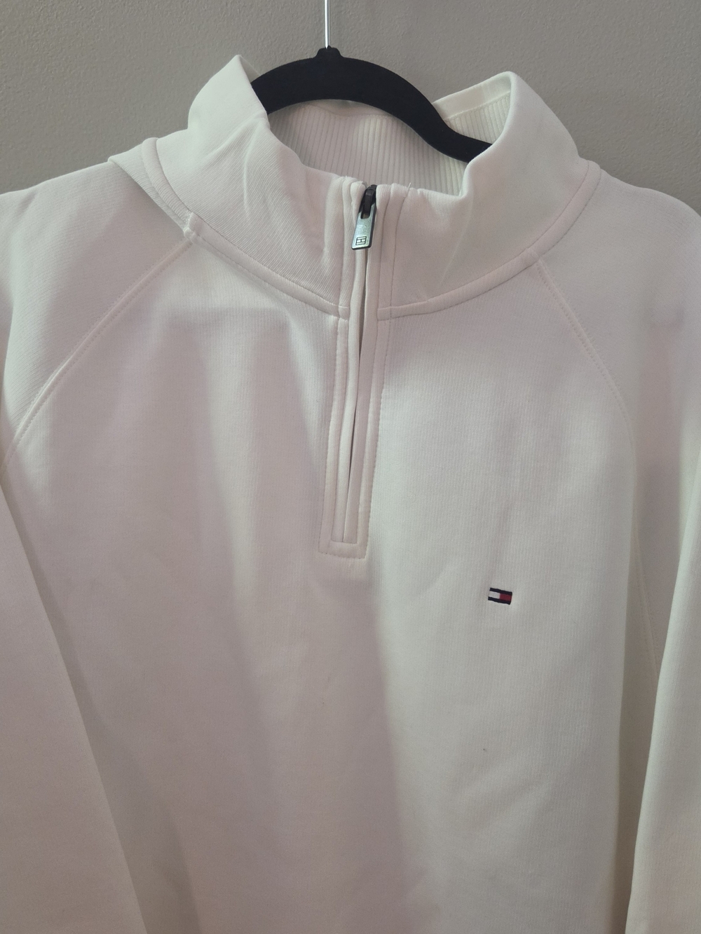Tommy Hilfiger Men's Cream Half-Zip Sweater with Flag Logo NWT XXL